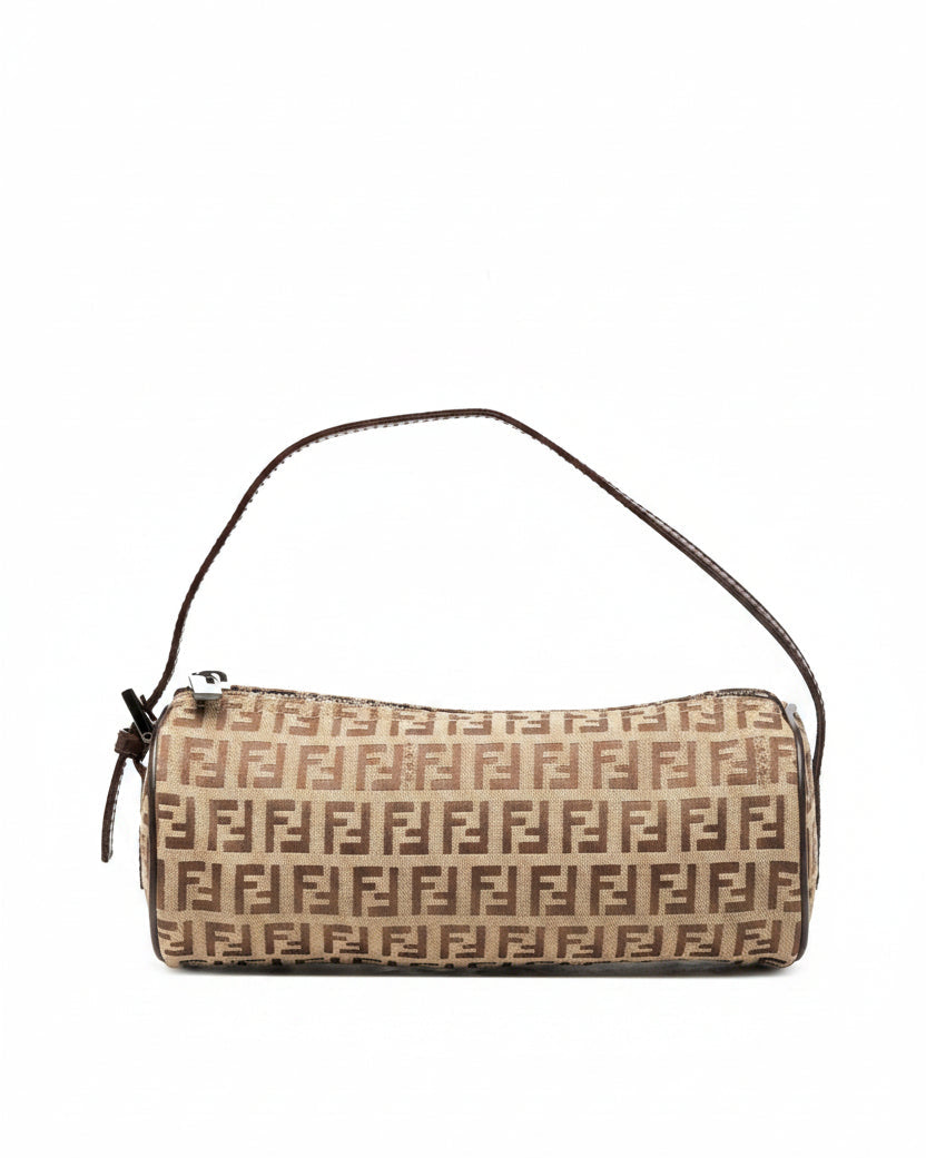 Fendi Zucchino Canvas Barrel Pochette Vintage