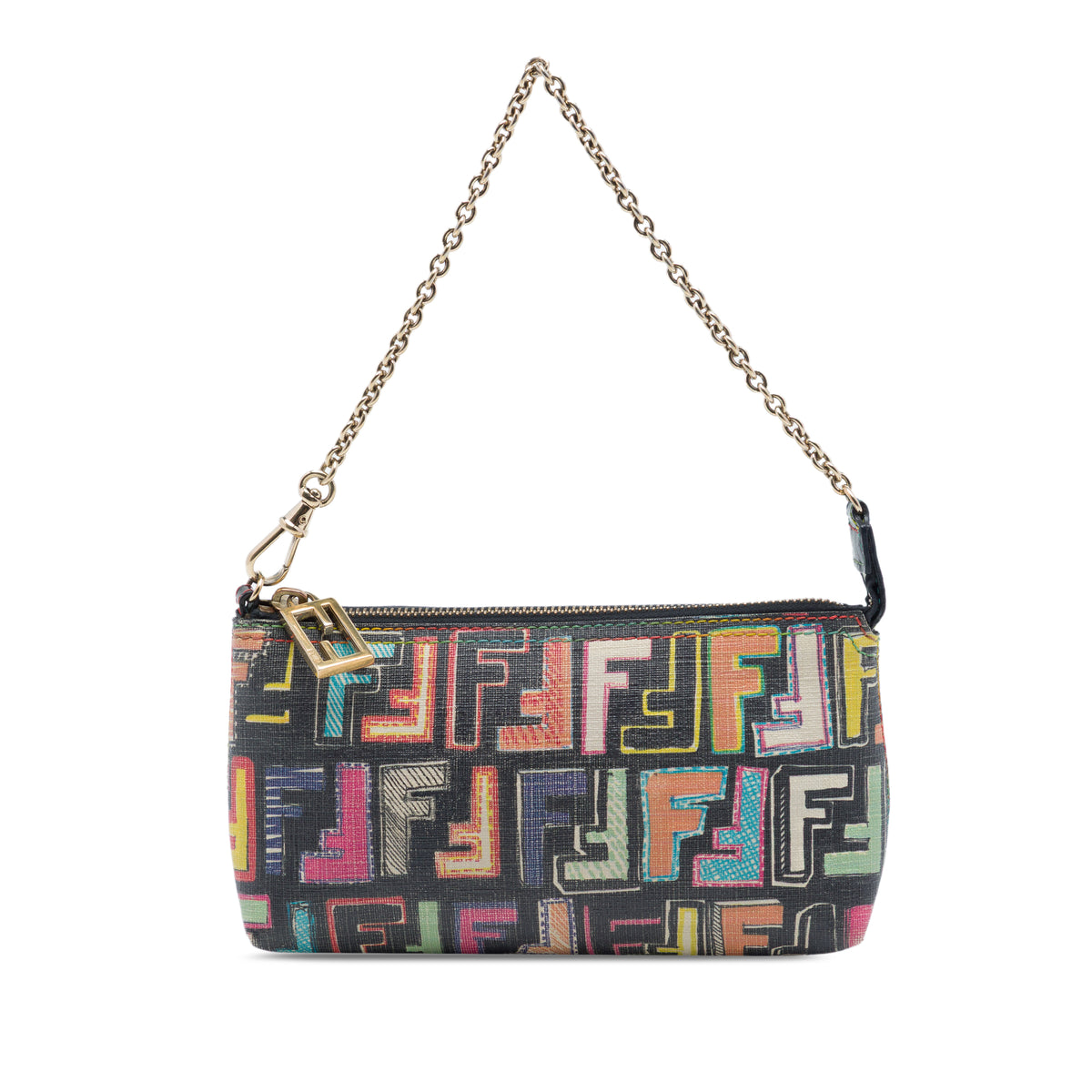 Fendi Multicolor Zucca Spalmati Chain Pochette - 1