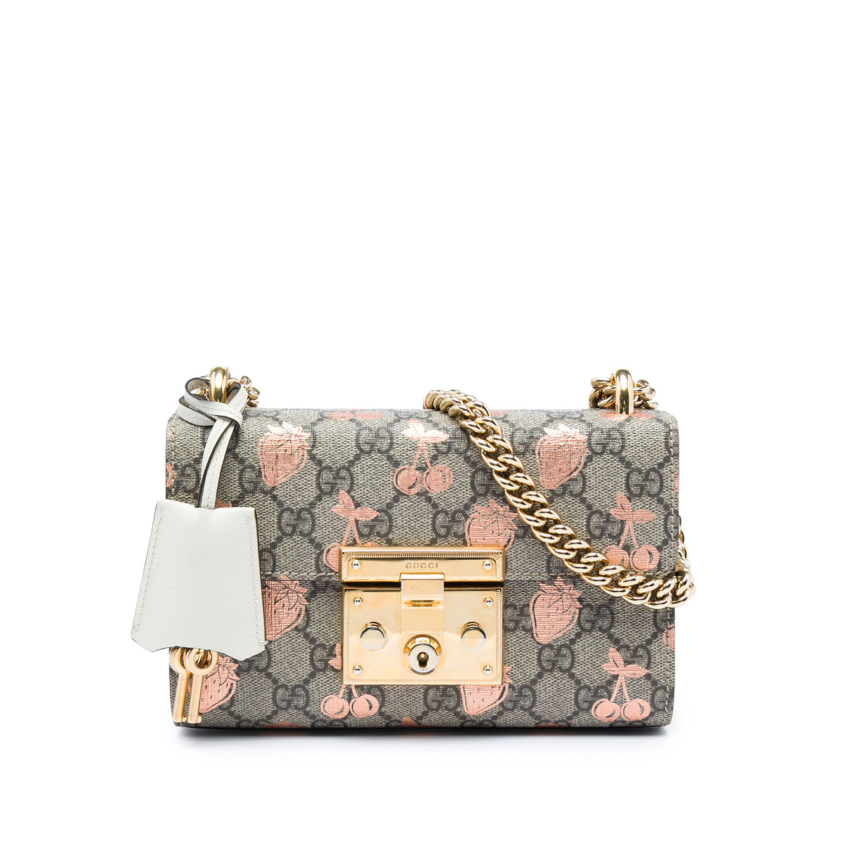 Gucci Small GG Supreme Berry Padlock Crossbody - Vintage