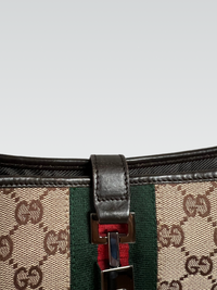 Gucci Jackie Medium en Lona GG Supreme con Tribanda Web y Piel