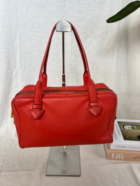 Bolso Mini Boston Loewe Heritage en Piel Roja con Logo Grabado