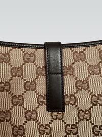 Gucci Jackie Medium en Lona GG Supreme con Tribanda Web y Piel