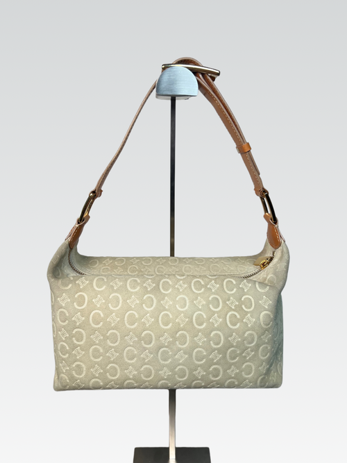 Bolso de hombro Celine C Monogram de Ante Blanco Vintage