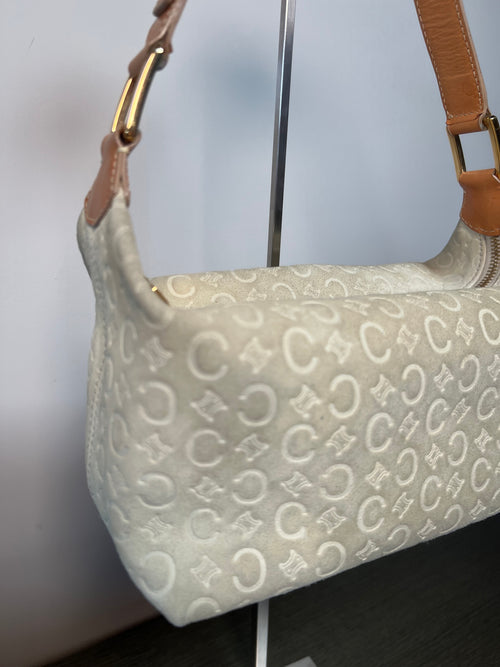 Bolso de hombro Celine C Monogram de Ante Blanco Vintage