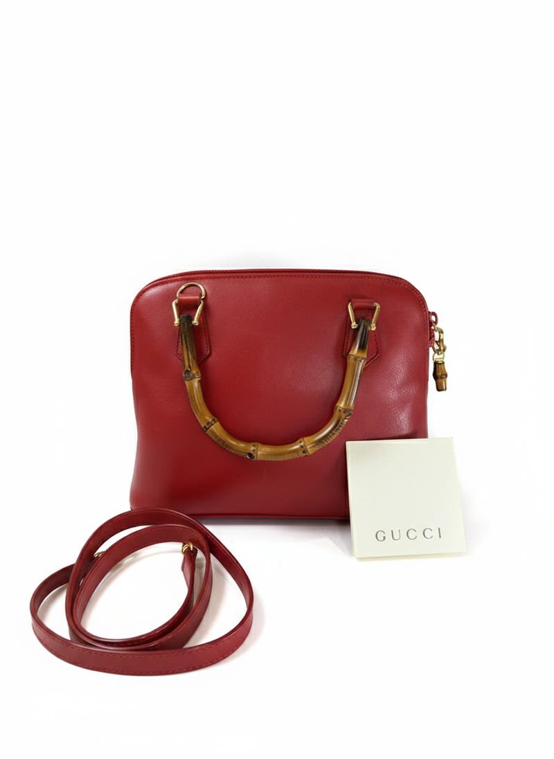 Gucci Bamboo vintage roja segunda mano — bolso de lujo verificado