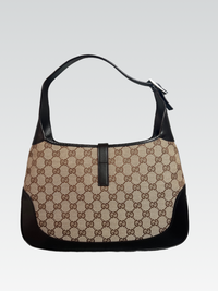 Gucci Jackie Medium en Lona GG Supreme con Tribanda Web y Piel
