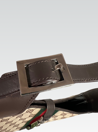 Gucci Jackie Medium en Lona GG Supreme con Tribanda Web y Piel