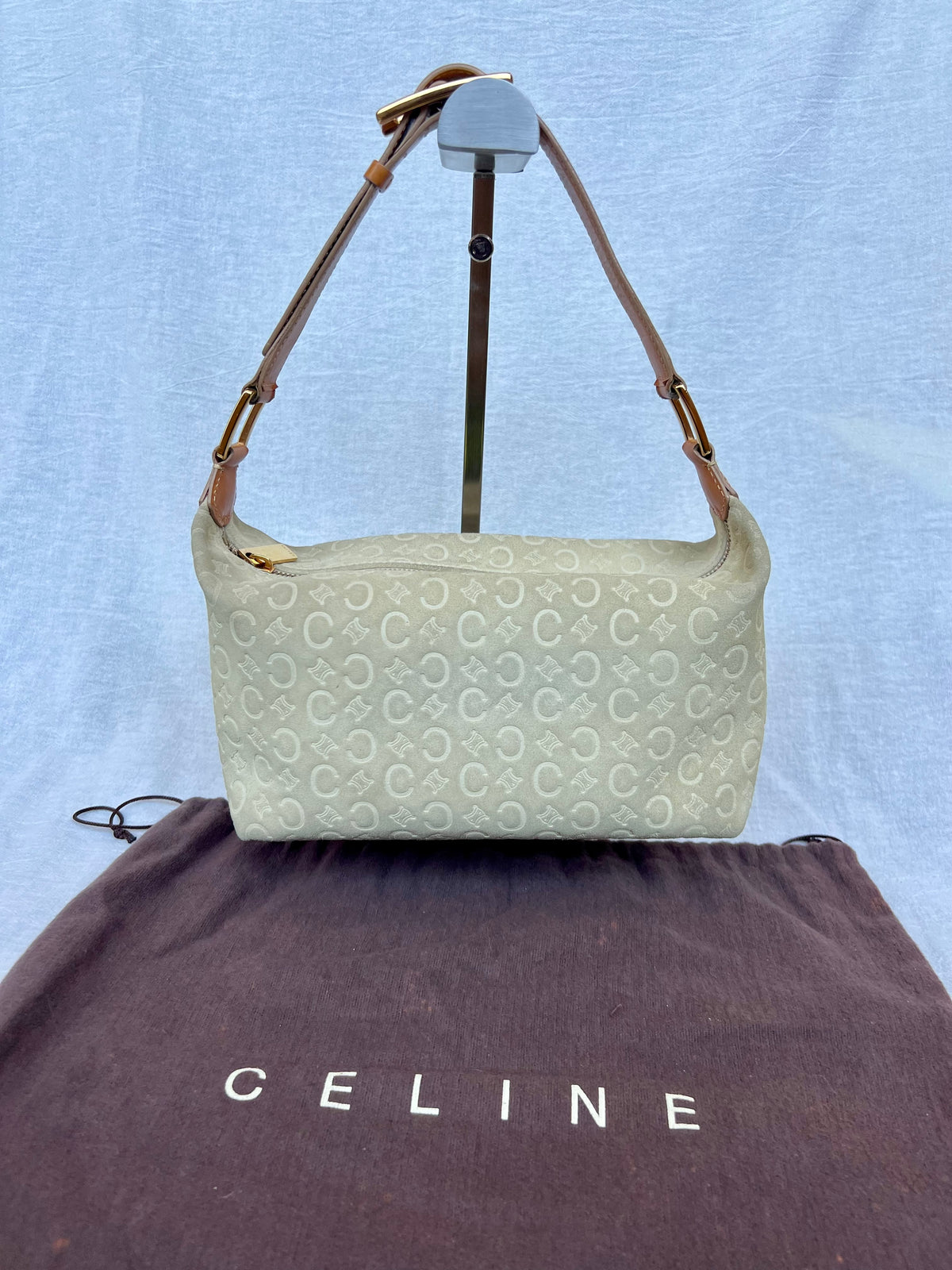 Bolso de hombro Celine C Monogram de Ante Blanco Vintage