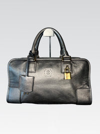 Loewe Amazona 28 en Piel Granulada Metalizada – Gris Peltre / Plata Oscuro