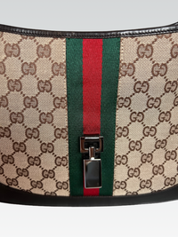 Gucci Jackie Medium en Lona GG Supreme con Tribanda Web y Piel