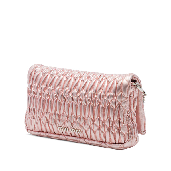Miu Miu Matelasse Metallic Nappa Crystal Chain Satchel - Vintage