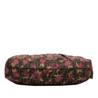 Fendi Zucca Canvas Rose Print Chef Shoulder Bag Vintage