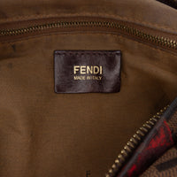 Fendi Zucca Canvas Rose Print Chef Shoulder Bag Vintage