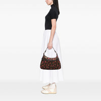 Fendi Zucca Canvas Rose Print Chef Shoulder Bag Vintage